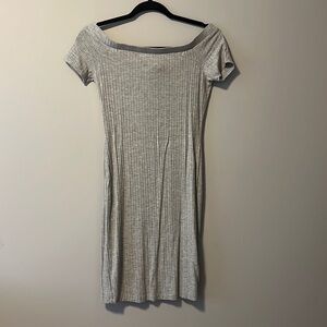 off the shoulder grey mini body-con dress